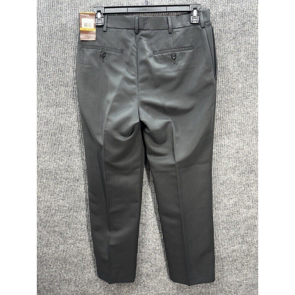 Perry Ellis Dress Pants Mens 33x30 Carbon Gray Pinstripe Polyester Slacks NWT - Picture 4 of 10